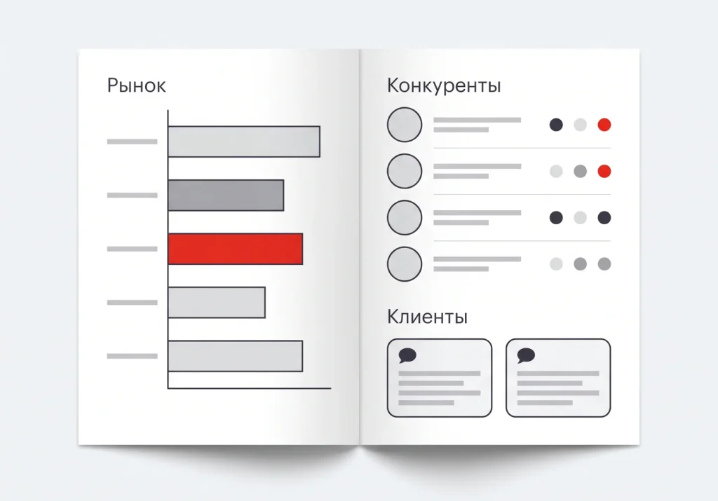 Разворот отчёта по исследованию рынка, конкурентов и клиентов для маркетинговой стратегии