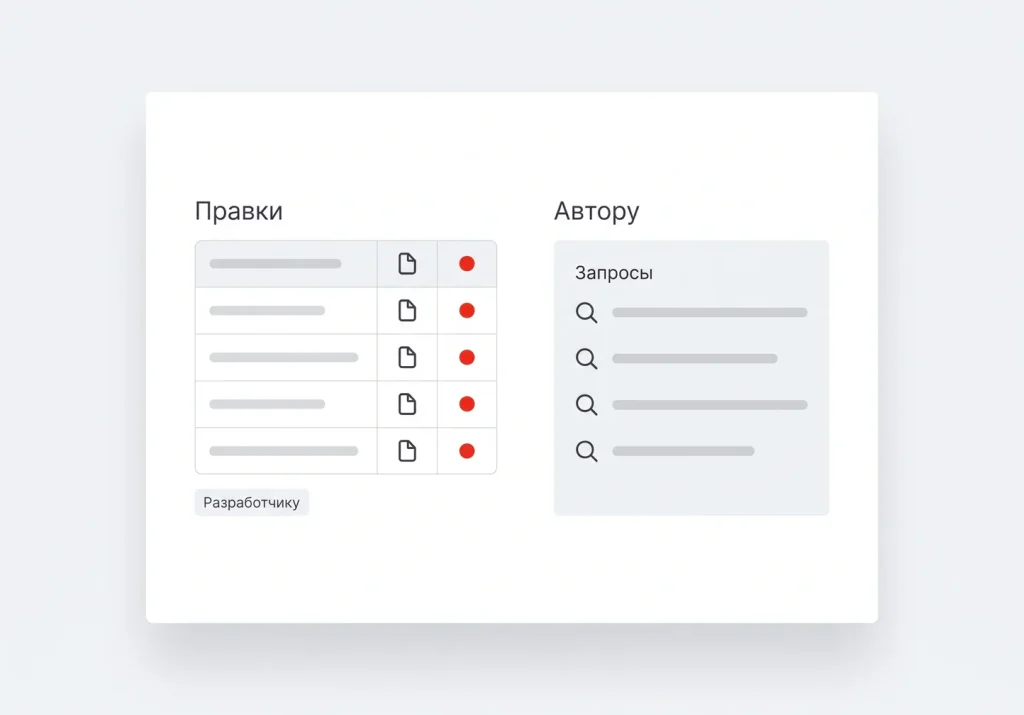 Фрагмент технического задания разработчику и автору текстов для продвижения сайта